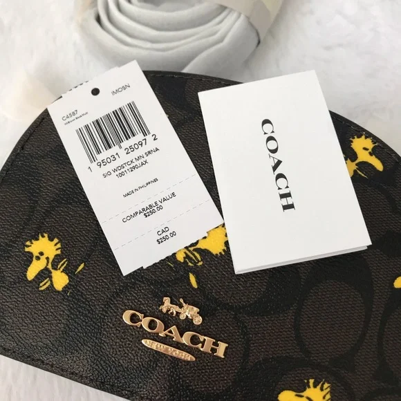 Nwt! Coach Peanuts Mini Serena Crossbody Signature with Woodstock Print - Picture 13 of 13